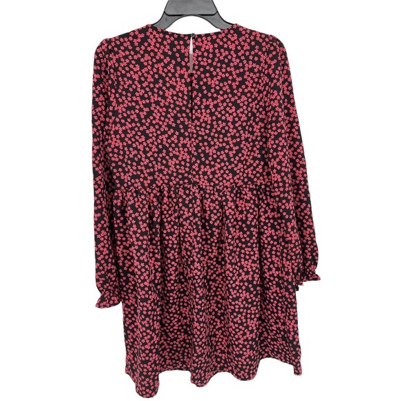 BP Black Graphic Blooms Long Sleeve Dress Size Small - Picture 3 of 11